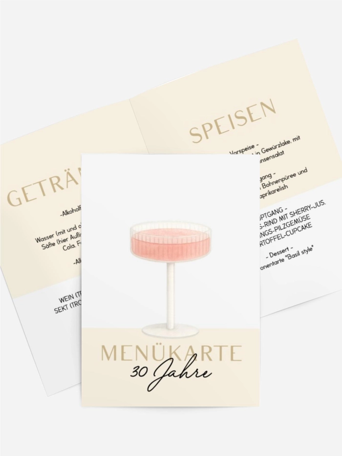 Menükarte Geburtstag Auf einem dünnen
