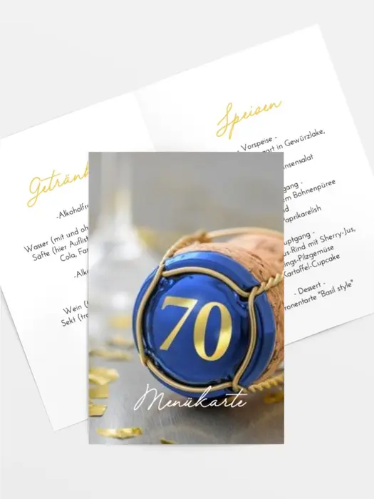 Menükarte Geburtstag Jubiläums-Champagner