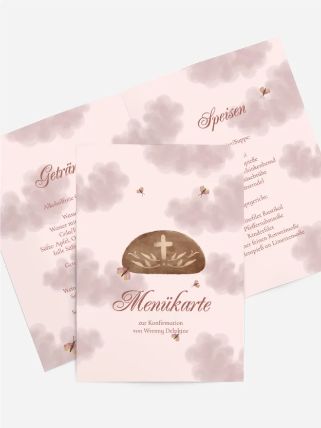 Menükarte Konfirmation Kelch und Brot
