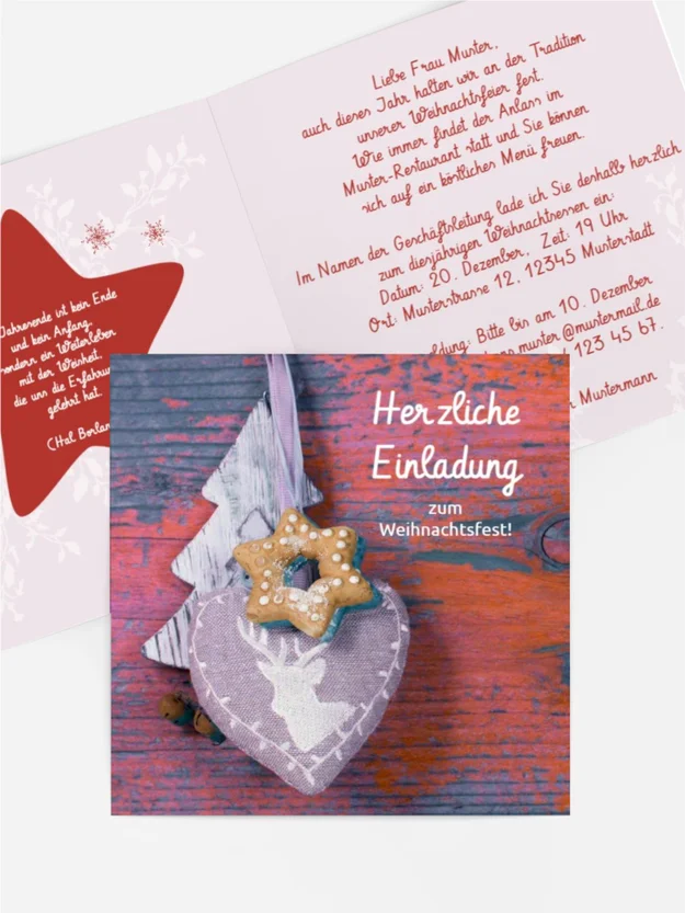 Weihnachtseinladung Geschäft Deko