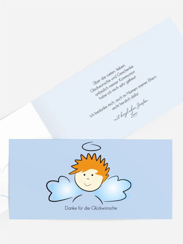 Dankeskarte Kommunion Engelchen Jungs Dankeskarte Kommunion Engelchen Jungs