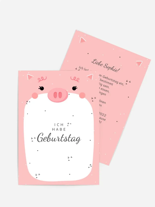 Geburtstagseinladung Schweinchen Bauch