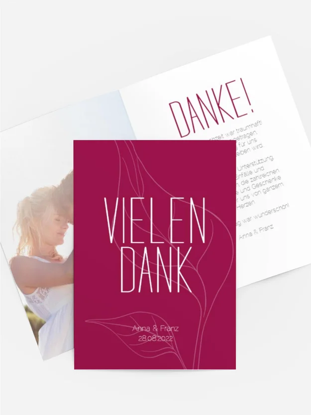 Dankeskarte Lila Hochzeit