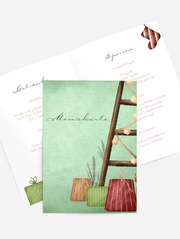 Menükarte Weihnachten Weihnachtstrittleiter Menükarte Weihnachten Weihnachtstrittleiter