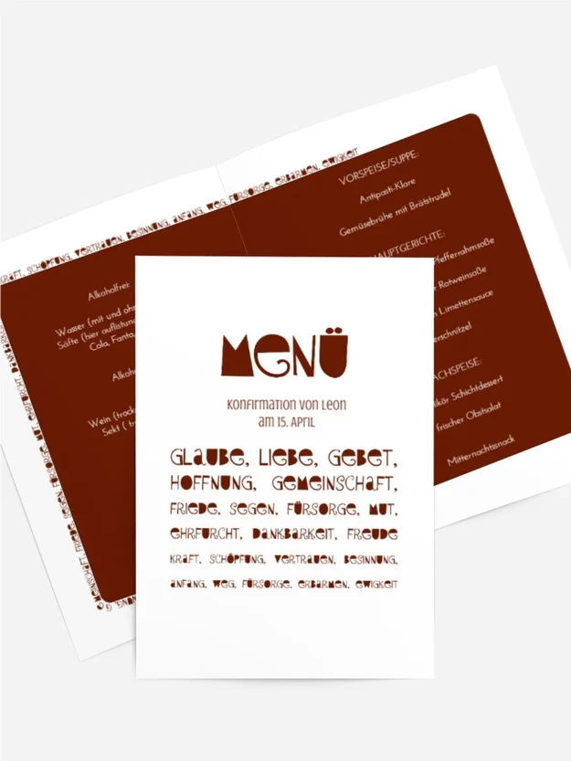 Menükarte Konfirmation Spruchkreis Menükarte Konfirmation Spruchkreis
