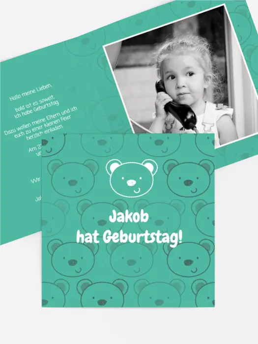 Einladung Kleinkind Bärchengesicht Foto