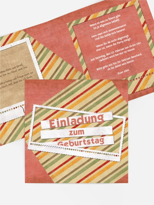 Einladungskarte für Jugendliche color stripes
