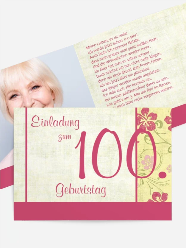 Einladung zum Geburtstag Hibiskus 100 Foto Einladung zum Geburtstag Hibiskus 100 Foto