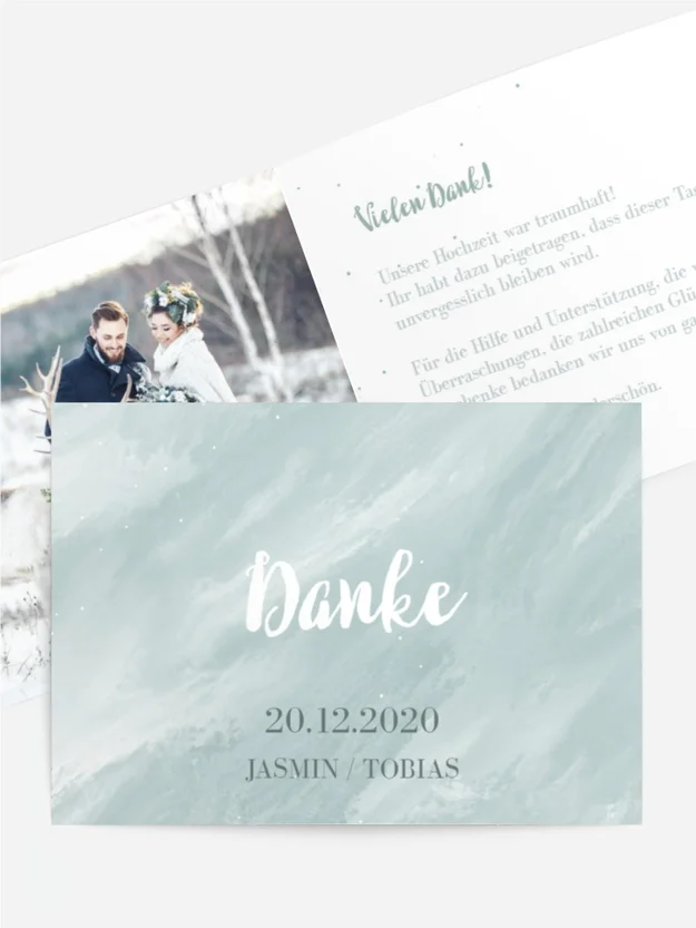 Dankeskarte Hochzeit "Schneevorhang"