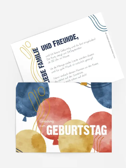 Geburtstagseinladung  Luftballons fliegen