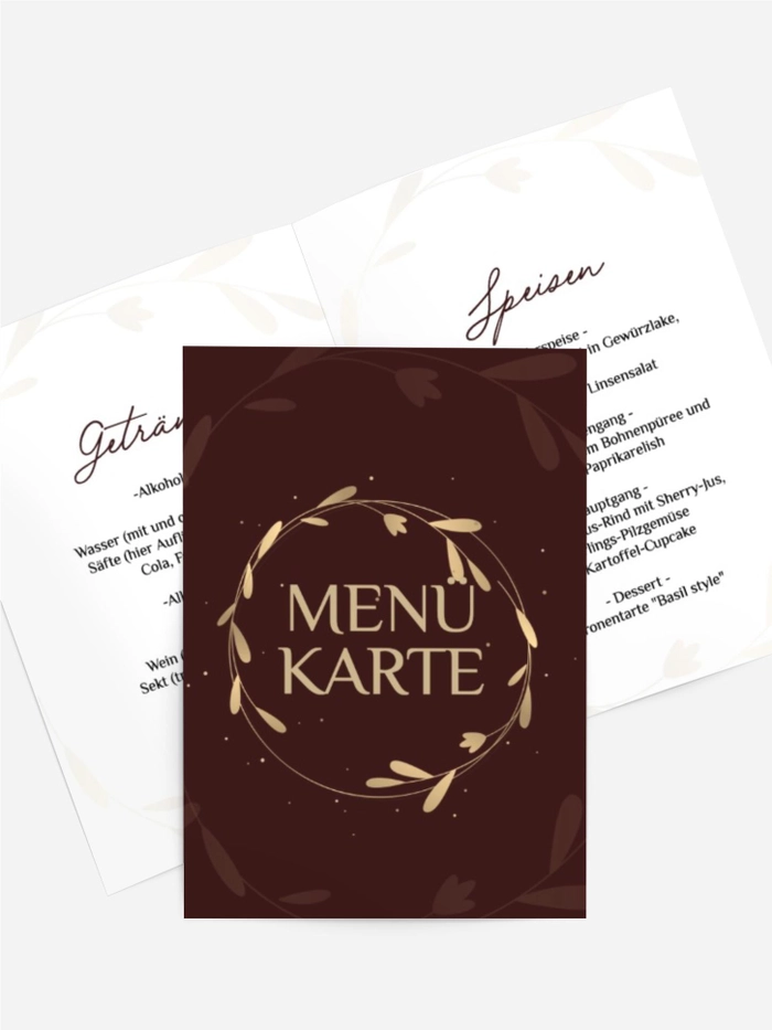 Menükarte Geburtstag Kreis aus Zweigen Menükarte Geburtstag Kreis aus Zweigen