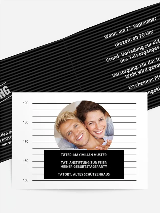 Geburtstagseinladung Angeklagt