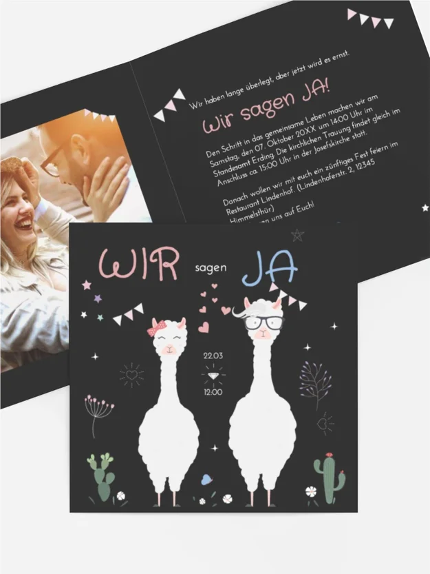 Hochzeitseinladung Lamas Hochzeit Hochzeitseinladung Lamas Hochzeit