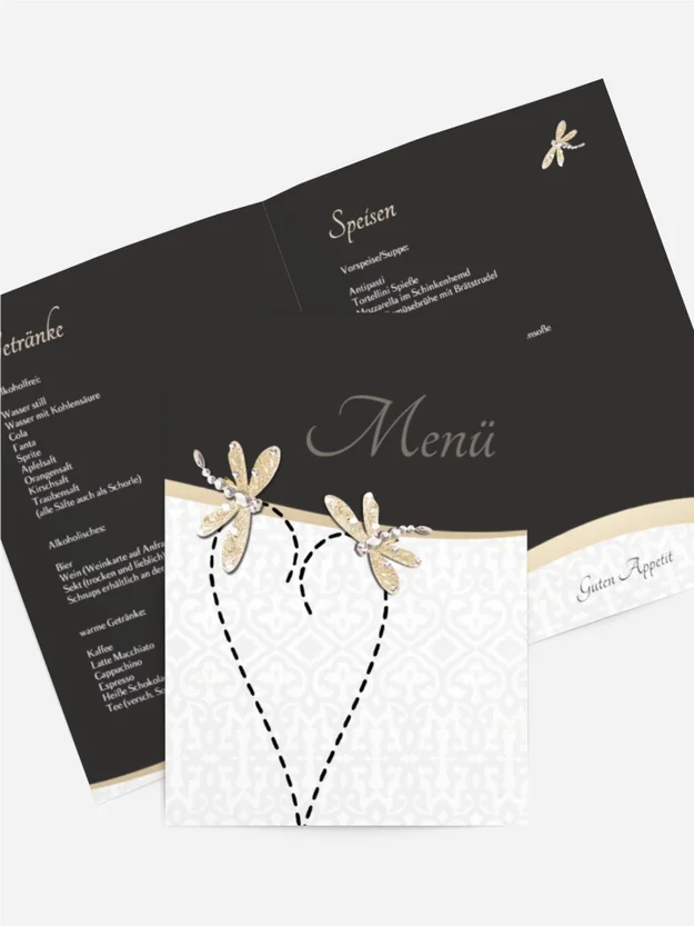 Menükarte Hochzeit Unzertrennlich