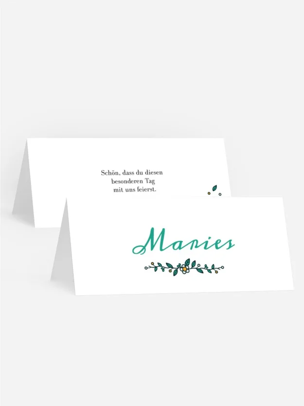 Tischkarte Taufe Kamille-Ornament