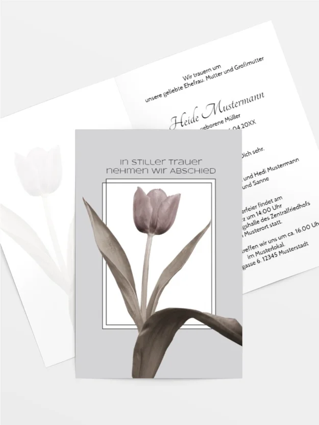 Trauerkarte Tulpe hoch