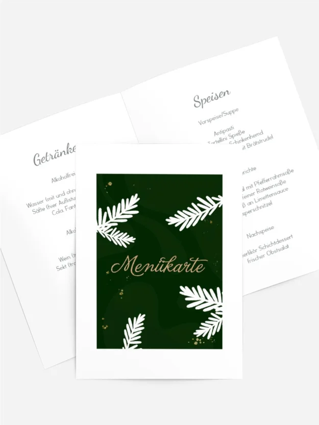 Menükarte Weihnachten Verschneiter Ast