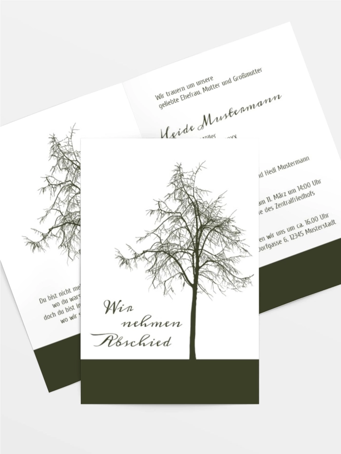 Trauerkarte Tree hoch Trauerkarte Tree hoch