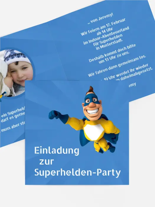 Einladung zum Geburtstag Superheld Foto Einladung zum Geburtstag Superheld Foto