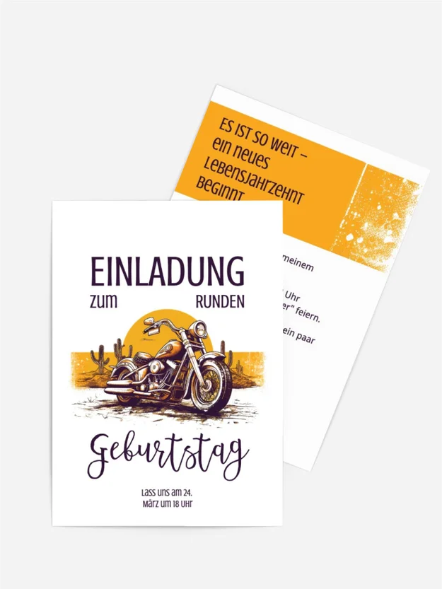 Geburtstagseinladung Moto-Reise