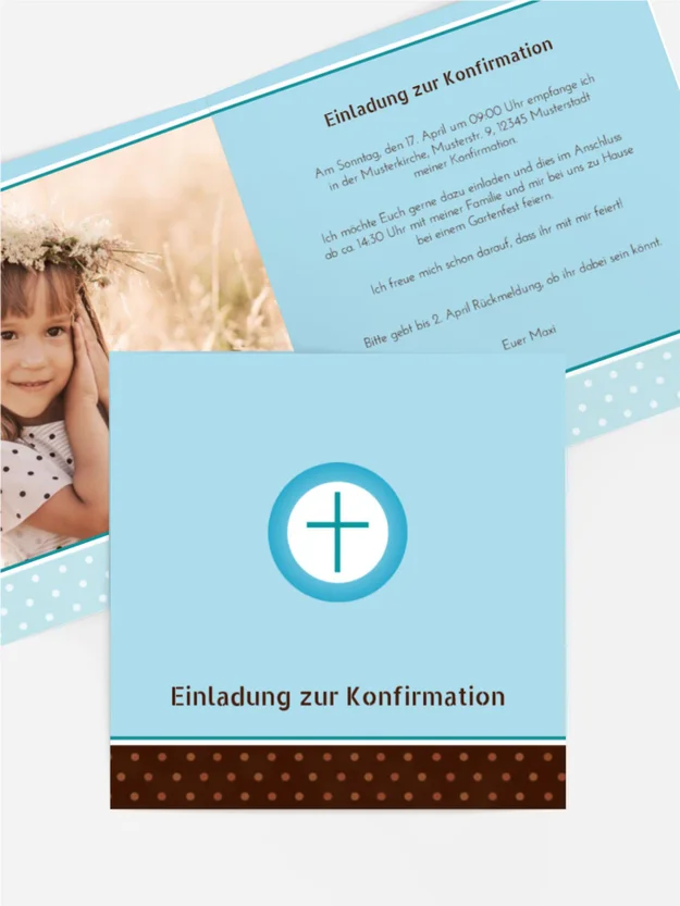 Konfirmation Einladungskarte Kreuzhostie