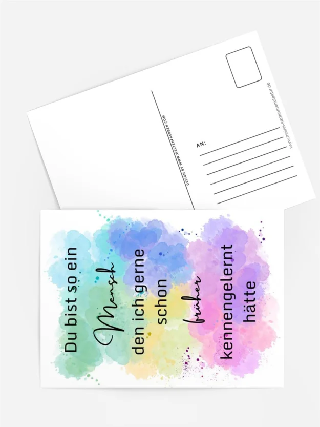Postkarte „besondere Freunde“ – Aquarell Regenbogenfarben