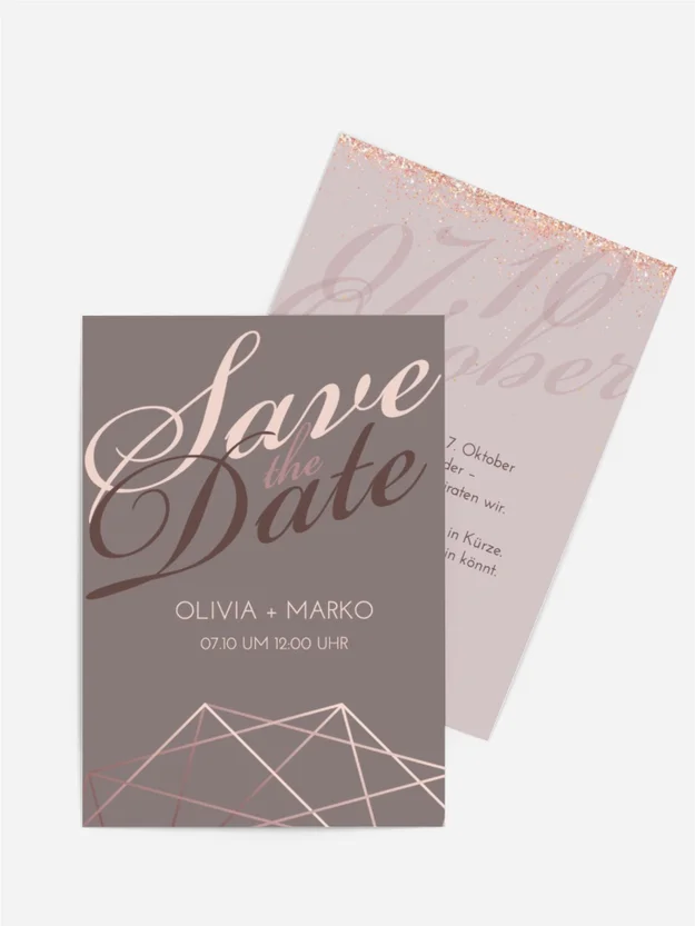 Save the Date Karte Geometrie in Gold Save the Date Karte Geometrie in Gold