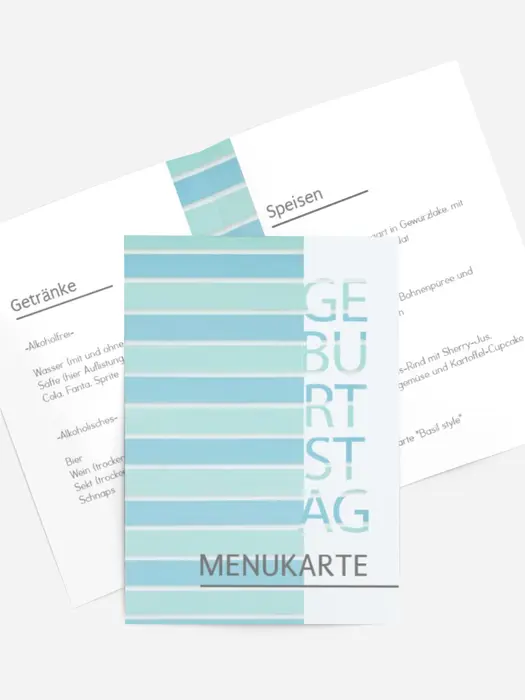 Menükarte Geburtstag Invers