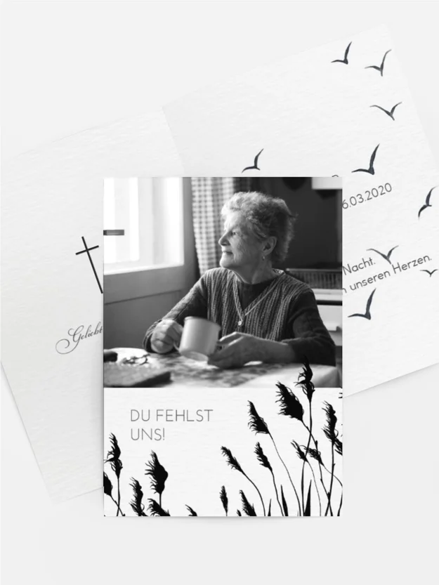 Sterbebildkarte Schilfweiher mit Foto