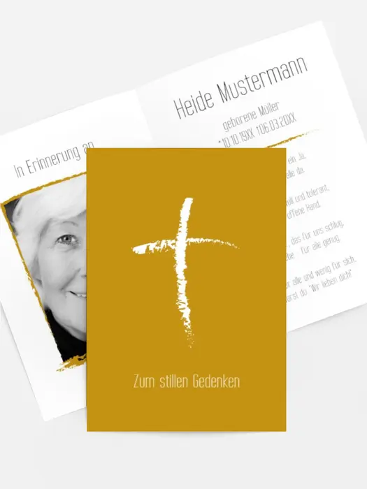 Sterbebildkarte Kreidekreuz