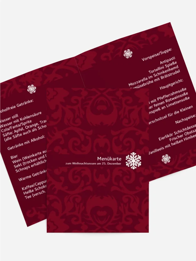 Weihnachten Menükarte Flocke Weihnachten Menükarte Flocke