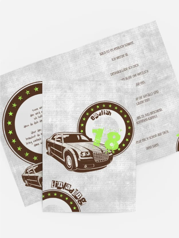 Einladungs zum 18. Geburtstag car star 18 Einladungs zum 18. Geburtstag car star 18