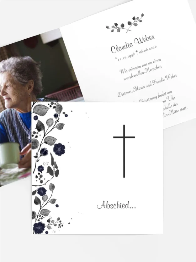 Trauerkarte Schlichte Blumenpracht