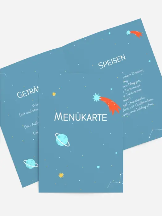 Menükarte Geburtstag Weltraumfest