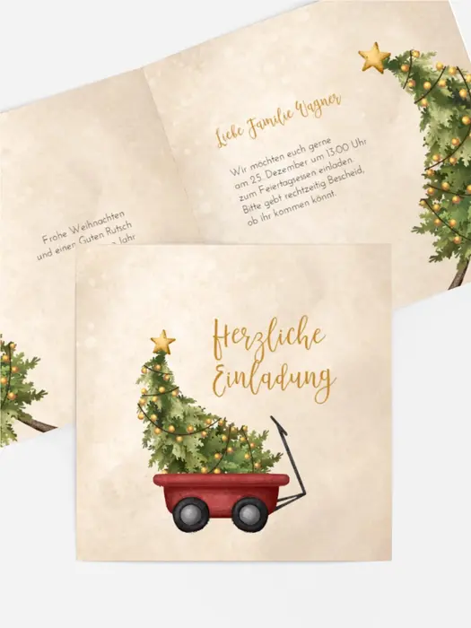 Einladung Weihnachten Weihnachtswagen