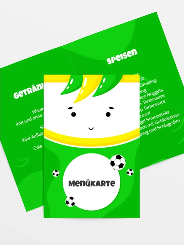 Menükarte Geburtstag Fußballspieler