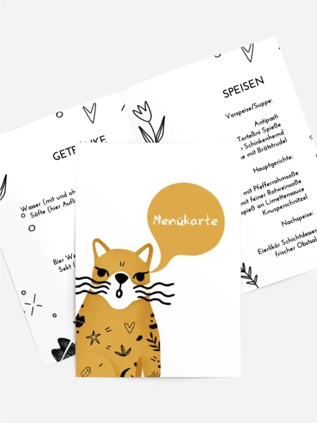 Menükarte Geburtstag Einladung von der Katze