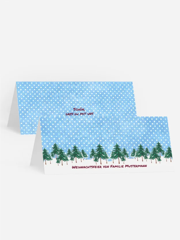 Weihnachtstischkarte Schneewald