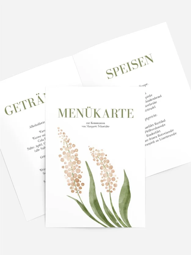 Menükarte Kommunion Feldgänseblümchen