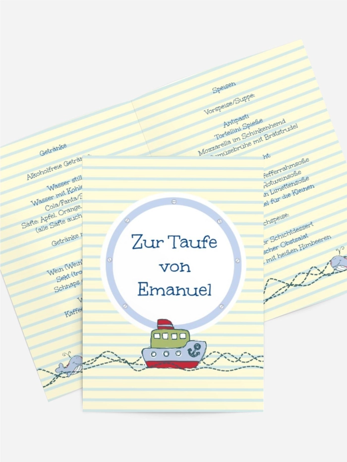 Taufe Menuekarte Meer Taufe Menuekarte Meer