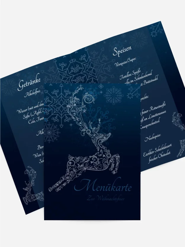 Weihnachtsmenükarte Schnörkelhirsch