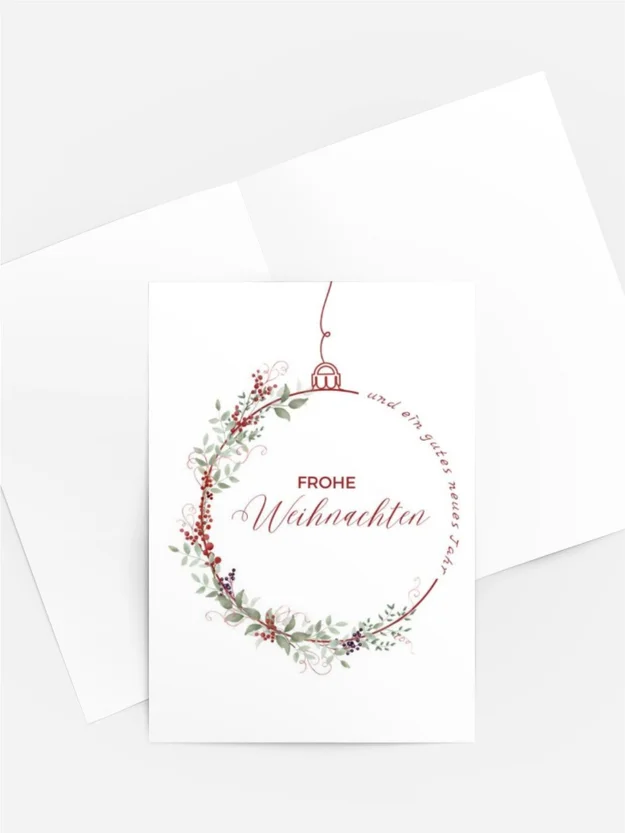 Aquarell Weihnachtskarte „Frohe Weihnachten & Gutes Neues Jahr"