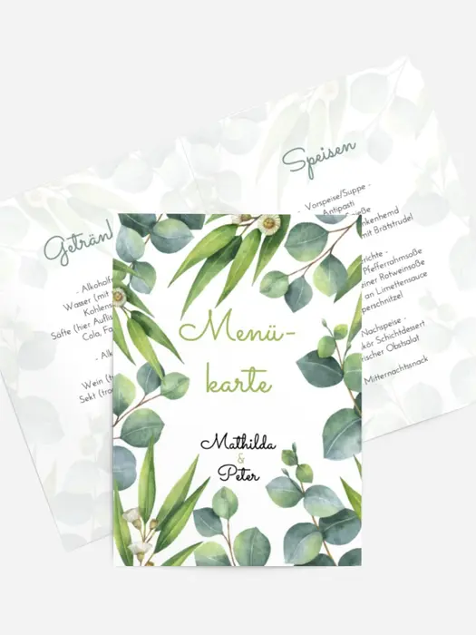 Menükarte Hochzeitshain