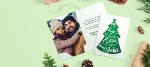 Festliche Einladungskarte zu Weihnachten als Vorlage mit Foto