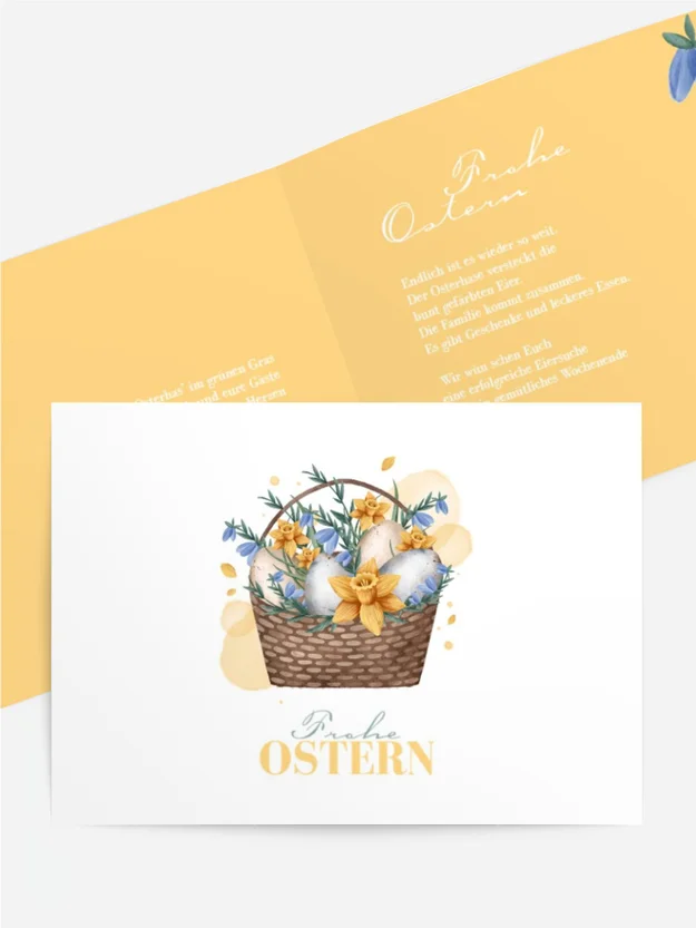 Osterkarte Korb voller Eier