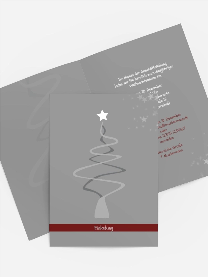 Weihnachtseinladung Geschäft Schnörkelbaum Weihnachtseinladung Geschäft Schnörkelbaum