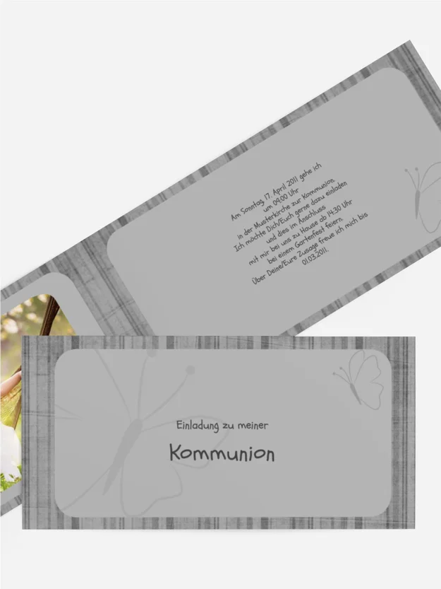 Einladungskarte Kommunion Butterfly 2 Einladungskarte Kommunion Butterfly 2