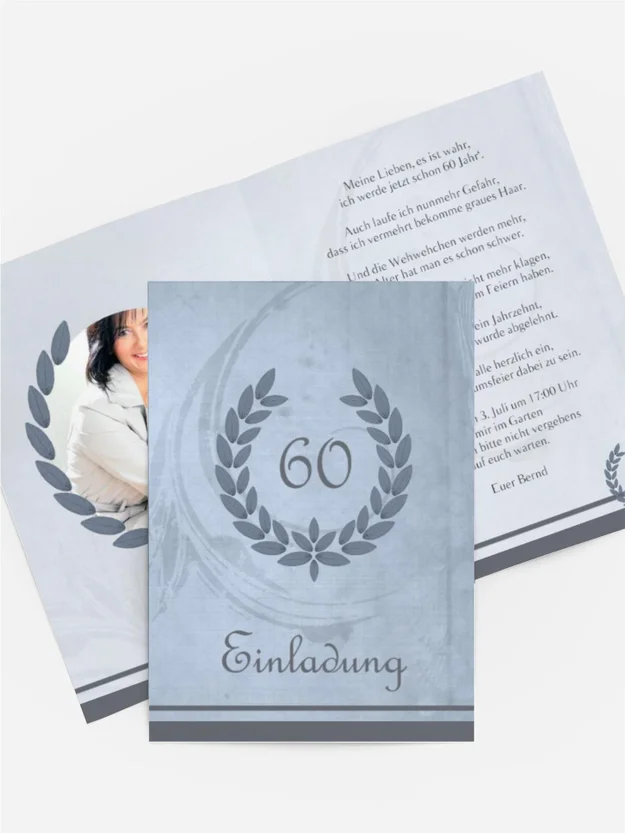 Einladungskarte Geburtstag Lorbeerkranz 60 Foto Einladungskarte Geburtstag Lorbeerkranz 60 Foto