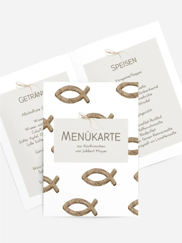 Menükarte Konfirmation Amulett