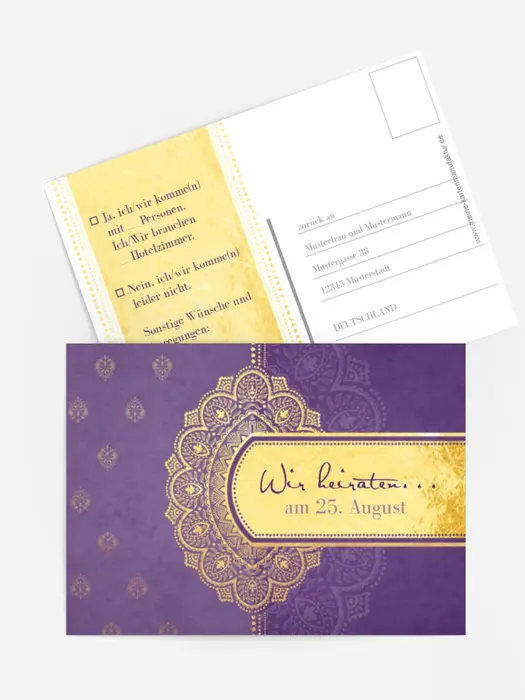 Antwortkarte zur Hochzeit Mumbai